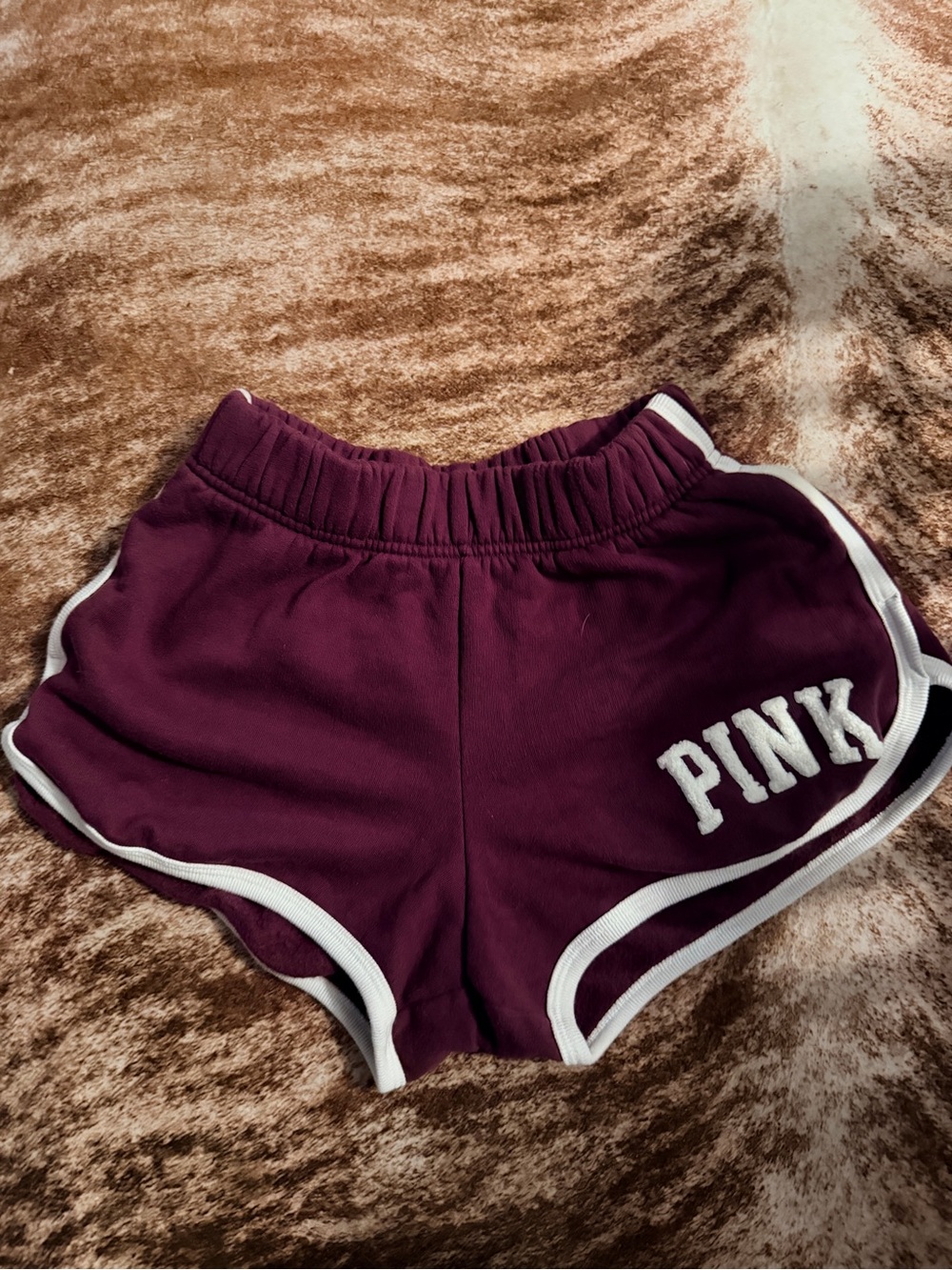 PINK Victoria's Secret Plum Athletic Shorts with White Trim